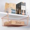 imagemDesign Metal Under Shelf Basket for Kitchen Storage  Wire Farmhouse Sliding Bin Basket for Pantry  Large Open Front Organizer for Food Drinks Snacks  Hyde Collection 2 Pack  CopperCopper