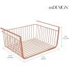 imagemDesign Metal Under Shelf Basket for Kitchen Storage  Wire Farmhouse Sliding Bin Basket for Pantry  Large Open Front Organizer for Food Drinks Snacks  Hyde Collection 2 Pack  CopperCopper