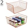 imagemDesign Metal Under Shelf Basket for Kitchen Storage  Wire Farmhouse Sliding Bin Basket for Pantry  Large Open Front Organizer for Food Drinks Snacks  Hyde Collection 2 Pack  CopperCopper