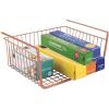 imagemDesign Metal Under Shelf Basket for Kitchen Storage  Wire Farmhouse Sliding Bin Basket for Pantry  Large Open Front Organizer for Food Drinks Snacks  Hyde Collection 2 Pack  CopperCopper