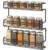 imagemDesign Metal Wall Mount Kitchen Spice Bottle Rack Holder Food Storage Organizer for Cabinet Cupboard Pantry Shelf  Holds Spices Jars Baking Supplies Cans 3 Tier  Black