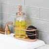 imagemDesign Modern GlassMetal Kitchen Sink Countertop Liquid Hand Soap Dispenser Pump Bottle Caddy with Storage Compartments  Holds and Stores Sponges Scrubbers and Brushes  ClearCopper