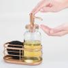 imagemDesign Modern GlassMetal Kitchen Sink Countertop Liquid Hand Soap Dispenser Pump Bottle Caddy with Storage Compartments  Holds and Stores Sponges Scrubbers and Brushes  ClearCopper