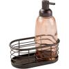 imagemDesign Modern GlassMetal Kitchen Sink Countertop Liquid Hand Soap Dispenser Pump Bottle Caddy with Storage Compartments  Includes Scrubber  Holds Sponges Scrubbers and Brushes  Sand BrownBronze