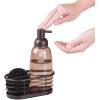 imagemDesign Modern GlassMetal Kitchen Sink Countertop Liquid Hand Soap Dispenser Pump Bottle Caddy with Storage Compartments  Includes Scrubber  Holds Sponges Scrubbers and Brushes  Sand BrownBronze