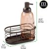 imagemDesign Modern GlassMetal Kitchen Sink Countertop Liquid Hand Soap Dispenser Pump Bottle Caddy with Storage Compartments  Includes Scrubber  Holds Sponges Scrubbers and Brushes  Sand BrownBronze