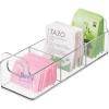 imagemDesign Plastic Condiment Organizer and Tea Bag Holder  9quot Long Kitchen PantryCountertop Storage Caddy  Divided Chip Snack Granola Oatmeal Packet Holder  Lumiere Collection  4 Pack  Clear