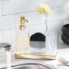 imagemDesign Plastic Kitchen Sink Countertop Liquid Hand Soap Dispenser Pump Bottle Organizer Holder with Storage for Kitchen Bathroom  Holds Dish Sponge and Brushes  Omni Collection  Soft BrassClear