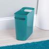 imagemDesign Plastic Small Trash Can 15 Gallon57Liter Wastebasket Narrow Garbage Bin with Handles for Bathroom Laundry Home Office  Holds Waste Recycling 10quot High Aura Collection Teal Blue