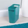 imagemDesign Plastic Small Trash Can 15 Gallon57Liter Wastebasket Narrow Garbage Bin with Handles for Bathroom Laundry Home Office  Holds Waste Recycling 10quot High Aura Collection Teal Blue