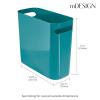imagemDesign Plastic Small Trash Can 15 Gallon57Liter Wastebasket Narrow Garbage Bin with Handles for Bathroom Laundry Home Office  Holds Waste Recycling 10quot High Aura Collection Teal Blue