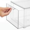 imagemDesign Plastic Stackable Bathroom Storage Organizer Bin with Pull Out Drawer for Cabinet Vanity Shelf Cupboard Cabinet or Closet Organization  Lumiere Collection  2 Pack  Clear