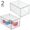 imagemDesign Plastic Stackable Bathroom Storage Organizer Bin with Pull Out Drawer for Cabinet Vanity Shelf Cupboard Cabinet or Closet Organization  Lumiere Collection  2 Pack  Clear