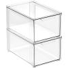 imagemDesign Plastic Stackable Bathroom Storage Organizer Bin with Pull Out Drawer for Cabinet Vanity Shelf Cupboard Cabinet or Closet Organization  Lumiere Collection  2 Pack  Clear