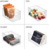 imagemDesign Plastic Storage Organizer Wide Container Bin with Handles for Bathroom Home Organization  Holds Vitamins Supplements Makeup Styling Tools  Ligne Collection  4 Pack  Clear