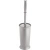 imagemDesign Compact Freestanding Plastic Toilet Bowl Brush and Holder for Bathroom Storage and Organization Space Saving Sturdy Deep Cleaning Covered Brush Silver