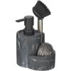 imagemDesign Kitchen Sink Pump and Storage Caddy Tray Set for Counter  Liquid Dish and Hand Soap Dispenser and Brush Holder Organizer Container for Sponge Scrubber and Accessories  BlackMarble