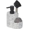 imagemDesign Kitchen Sink Pump and Storage Caddy Tray Set for Counter  Liquid Dish and Hand Soap Dispenser and Brush Holder Organizer Container for Sponge Scrubber and Accessories  WhiteBlack