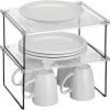 imagemDesign Metal Stacking Storage Organization for Kitchen Cabinet Shelves in Pantry Cupboard FridgeFreezer Organizer Stand for Plates Bowls Mugs Ligne Collection 2 Pack ClearMatte Black