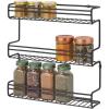 imagemDesign Metal Wall Mount Kitchen Spice Bottle Rack Holder Food Storage Organizer for Cabinet Cupboard Pantry Shelf Holds Spices Jars Baking Supplies Cans 3 Tier Black