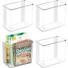 imagemDesign Plastic Adhesive Mount Storage Organizer Container for Kitchen or Pantry Wall Organization  Space Saving Holder for Sandwich Bags Foil  6quot Wide  Poppon Collection  4 Pack  Clear