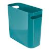 imagemDesign Plastic Small Trash Can 15 Gallon57Liter Wastebasket Narrow Garbage Bin with Handles for Bathroom Laundry Home Office  Holds Waste Recycling 10quot High Aura Collection Teal Blue