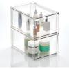 imagemDesign Plastic Stackable Bathroom Storage Organizer Bin with Pull Out Drawer for Cabinet Vanity Shelf Cupboard Cabinet or Closet Organization  Lumiere Collection  2 Pack  Clear