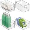imagemDesign Plastic Storage Organizer Wide Container Bin with Handles for Bathroom Home Organization  Holds Vitamins Supplements Makeup Styling Tools  Ligne Collection  4 Pack  Clear