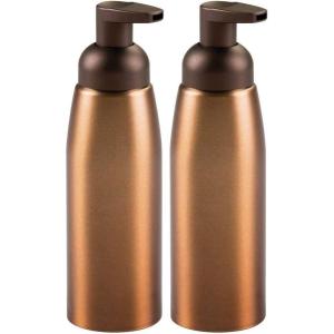 imagemDesign Compact Modern Metal Foaming Soap Dispenser Pump Bottle for Kitchen Sink Counter Bathroom Vanity UtilityLaundry Room Garage  Save on Soap  Rust Free Aluminum  2 Pack  BronzeWarm Brown