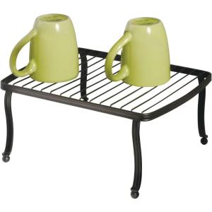 imagemDesign Decorative Metal Wire Kitchen Pantry Countertop Organizer Storage Shelf Raised Cabinet Rack  for Food Dishes Plates Dishes Bowls Mugs Glasses  Bronze