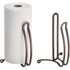 imagemDesign Paper Towel Holder Stand and Dispenser Freestanding Vertical Design Fits Standard and JumboSized Rolls  for Kitchen Countertop Pantry Laundry Room Garage Storage  Pack of 2 Bronze