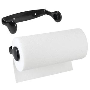 imagemDesign Plastic Wall Mount Paper Towel Holder ampamp Dispenser Mounts to Walls or Under Cabinets  for Kitchen Pantry Utility Room Laundry and Garage Storage  Holds Jumbo Rolls  2 Pack  Black