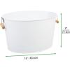 imagemDesign Large Metal Beverage Tub Oval Cooler for Beer Wine Ice and Drinks  Portable 475 Gallon18 Liter Cold Drink Trough for Parties  Steel Bin Bucket Stand with Bamboo Handles White