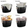 imagemDesign Large Metal Beverage Tub Oval Cooler for Beer Wine Ice and Drinks  Portable 475 Gallon18 Liter Cold Drink Trough for Parties  Steel Bin Bucket Stand with Bamboo Handles Matte Black