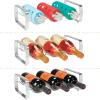 imagemDesign Metal Steel FreeStanding 3 Bottle Modular Wine Rack Storage Organizer for Kitchen Countertop Table Top Pantry Fridge  Holder for Wine Beer PopSoda Water Stackable  4 Pack  ChromeChrome