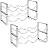 imagemDesign Metal Steel FreeStanding 3 Bottle Modular Wine Rack Storage Organizer for Kitchen Countertop Table Top Pantry Fridge  Holder for Wine Beer PopSoda Water Stackable  4 Pack  ChromeChrome
