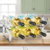 imagemDesign Metal Steel FreeStanding 3 Bottle Modular Wine Rack Storage Organizer for Kitchen Countertop Table Top Pantry Fridge  Holder for Wine Beer PopSoda Water Stackable  4 Pack  ChromeChrome