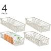 imagemDesign Metal Wire Food Storage Shallow Basket Organizer with Handles for Organizing Kitchen Cabinets Pantry Shelf Bathroom Laundry Room Closets Garage  Concerto Collection  4 Pack  Satin