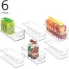 imagemDesign Plastic Stackable Small Organizing Bin Kitchen Pantry Cabinet Refrigerator Freezer Food Organization Storage Bins with Handles Drawer Container Organizer Ligne Collection 6 Pack  Clear