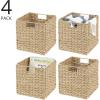 imagemDesign Seagrass Woven Cube Basket Organizer with Handles  Storage for Bedroom Office Living Room Bathroom Perfect for Cubby Storage Units  Hold Blankets Magazines Books  4 Pack  NaturalTan