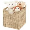 imagemDesign Seagrass Woven Cube Basket Organizer with Handles  Storage for Bedroom Office Living Room Bathroom Perfect for Cubby Storage Units  Hold Blankets Magazines Books  4 Pack  NaturalTan