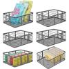 imagemDesign Large Steel Metal Wire Kitchen Food Storage Organizer Bin Basket for Pantry Organization Wired Farmhouse Basket with Handle for Shelves Carson Collection 6 Pack Graphite Gray