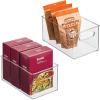 imagemDesign Plastic Kitchen Organizer  Storage Holder Bin with Handles for Pantry Cupboard Cabinet FridgeFreezer Shelves Counter  Holds Canned Food Snacks  Ligne Collection  2 Pack  Clear