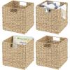imagemDesign Seagrass Woven Cube Basket Organizer with Handles  Storage for Bedroom Office Living Room Bathroom Perfect for Cubby Storage Units  Hold Blankets Magazines Books  4 Pack  NaturalTan