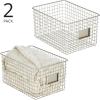 imagemDesign Large Metal Farmhouse Storage Organizer Bin Baskets with Label Slot for Closet Cabinet Cupboard  Wire Organizing Basket Holds Clothing Linens Shoes Omaha Collection 2 Pack Satin