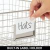 imagemDesign Large Metal Farmhouse Storage Organizer Bin Baskets with Label Slot for Closet Cabinet Cupboard  Wire Organizing Basket Holds Clothing Linens Shoes Omaha Collection 4 Pack Satin