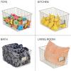 imagemDesign Large Metal Farmhouse Storage Organizer Bin Baskets with Label Slot for Closet Cabinet Cupboard  Wire Organizing Basket Holds Clothing Linens Shoes Omaha Collection 2 Pack Satin