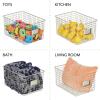 imagemDesign Large Metal Farmhouse Storage Organizer Bin Baskets with Label Slot for Closet Cabinet Cupboard  Wire Organizing Basket Holds Clothing Linens Shoes Omaha Collection 4 Pack Satin