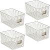imagemDesign Large Metal Farmhouse Storage Organizer Bin Baskets with Label Slot for Closet Cabinet Cupboard  Wire Organizing Basket Holds Clothing Linens Shoes Omaha Collection 4 Pack Satin