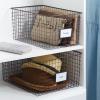 imagemDesign Large Metal Farmhouse Storage Organizer Bin Baskets with Label Slot for Closet Cabinet Cupboard  Wire Organizing Basket Holds Clothing Linens Shoes Omaha Collection 2 Pack Bronze